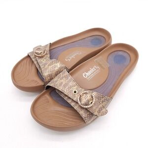 Cheeks Tony Little Women's 7 Exercise Sandals Snake Print Buckle Slip On Sandals